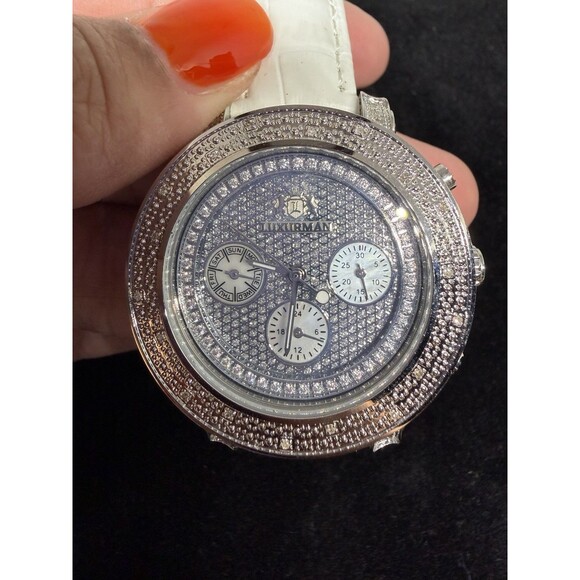 Luxurman New York Montana M0595 Women’s Crystal White Leather Quartz Watch